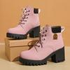 New High Heeled Women Boots Comfortable Waterproof Short Boots Retro Round Toe Chunky Heels Ankle Boots for Women Platform Shoes
