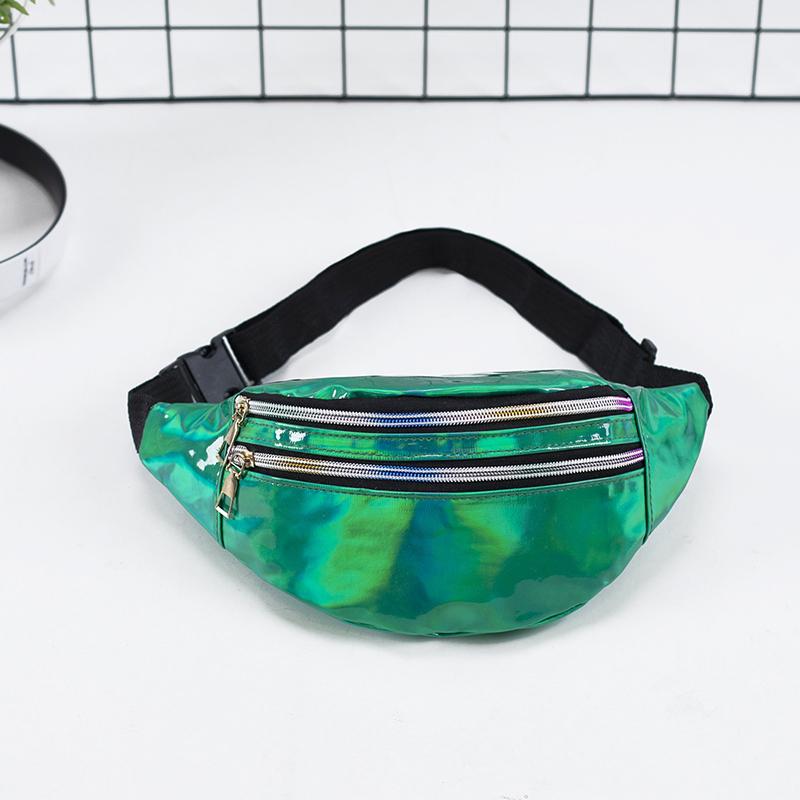Simple Style Waist Pack for Women Shiny Laser Bum Hip Belt Bag for Girls Party Purse Small Chest Packs