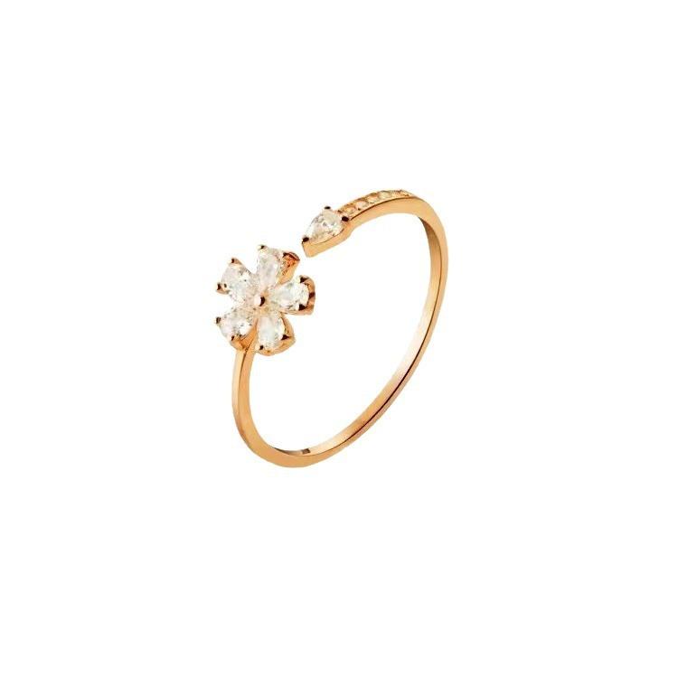Korean Lucky Grass Flower Fashion Personalized Five Leaf Ring