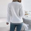 Women's Color-blocking V-neck  Long-sleeved Sweater