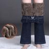 Winter Plush Velvet Lined Flare Denim Pants Skinny Casual Warm Thicken High Waist Women Jeans Snow Wear Stretch Vaqueros