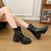 Fashion Versatile and Comfortable Thick-soled Thick-heeled Thin Boots for Women 2025 Autumn and Winter New Small Casual Martin Boots for Women