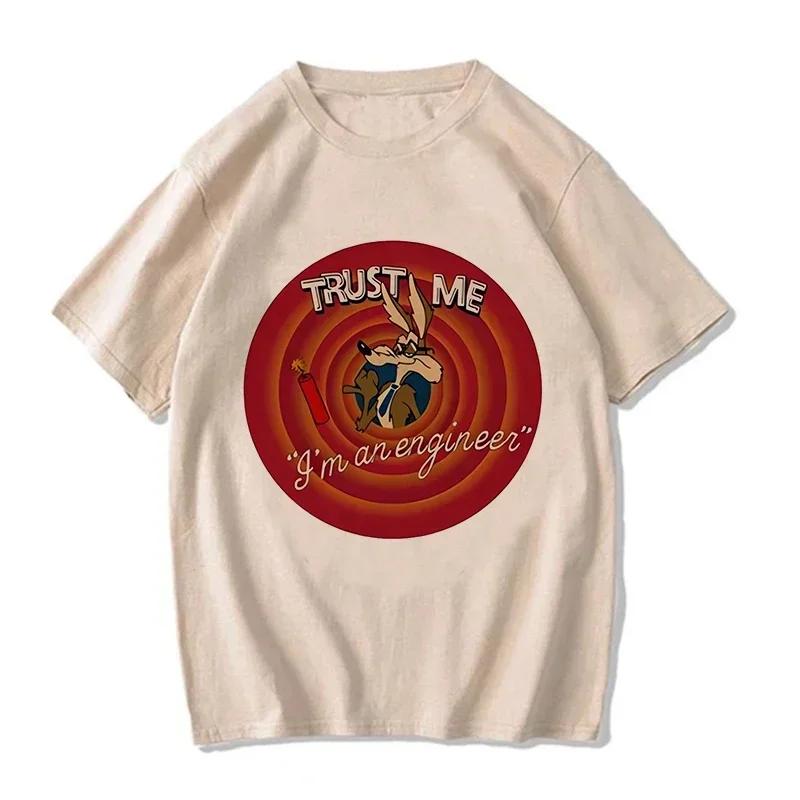 Unisex Funny Wile E Coyote Tee Shirt Unisex Women Cartoon Casual T-shirt Graphic EU Size Tops Streetwear Y2k Tshirt Hip Hop Gothic Clothes