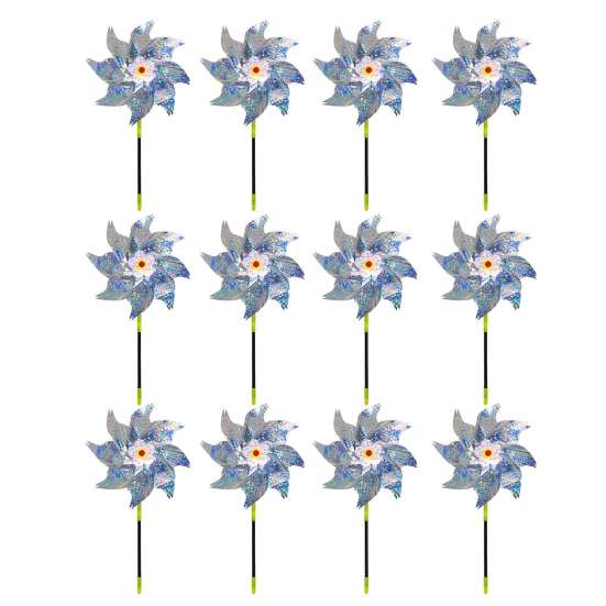 Reflective Pinwheels with Stakes Bird Repellent Wind Spinner Scare Birds Animals Away Multicolor Glittery Pinwheels for Garden Yard Lawn Porch