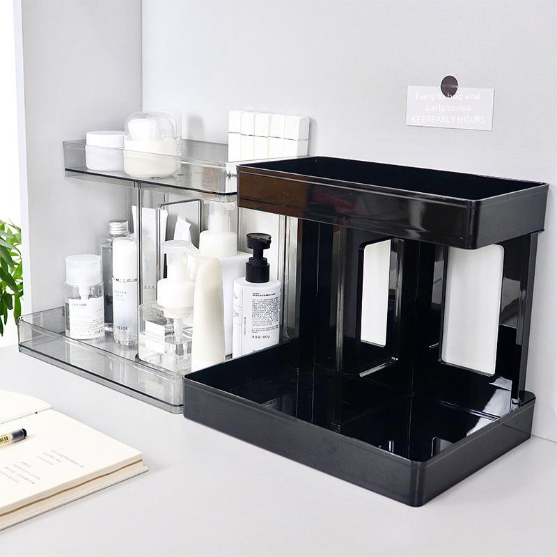 Transparent Desktop Double-Layer Storage Rack for Cosmetics and Bathroom Essentials