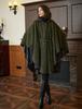 Шерстяная накидка в японском стиле, один размер, мохово-зеленый [BEAUTELICATE] пальто, женская накидка, пончо, смесь, верхняя одежда, пальто, пояс, без рукавов, на подкладке, большинство,