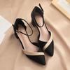 Korean Fashion Hollow Single Shoes 2024 New Summer Versatile Color Matching Elegant Elegant One Line Buckle Women's High Heels