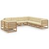 Day and Night - Day and Night Garden Furniture Set 9 Pcs Honey Brown Pine Wood Cushions