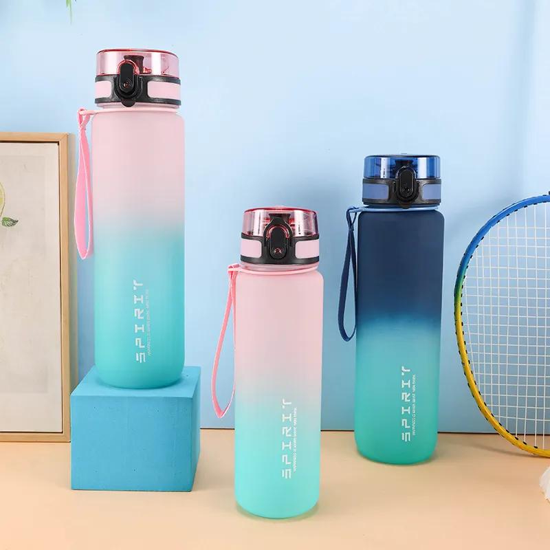1 Liter Large Capacity Sports Water Bottle Leak Proof Colorful Plastic Cup Drinking Outdoor Travel Portable Gym Fitness Jugs Lyp014