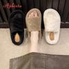 Fashion Aphixta Platform Warm Winter Furry Slippers Women Indoor Slippers Shoes Checkered Design Solid Color Footwear Size 42