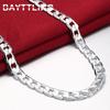 925 Sterling Silver 16/18/20/22/24 Inch 8MM Flat Sideways Figaro Chain Necklace for Woman Man Fashion Wedding Jewelry