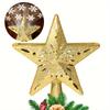 Golden Star Christmas Tree Topper with LED Snowflake Projector 3D Glitter Light Christmas Tree Decorations