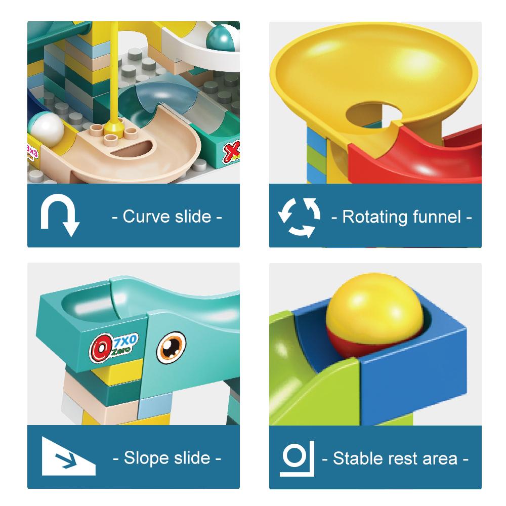 88-100PCS Funnel Slide Building Blocks Marble Race Run Maze Ball Tracking Block DIY Plastic Big Bricks Children Toys Kids Gift