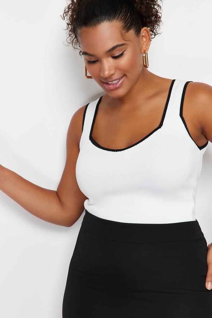 Women's Style Plus Size Navy Blue Bodycon Knitwear Blouse