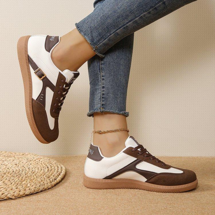 Large Size Cross-strap Flat Bottom Round Head Casual Shoes Autumn New Soft Sole Comfortable Women's Single Shoes