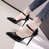 Fashion 2024 Spring New Style Women's Shoes Pointed Center Empty Shoe Bow Korean Version Sexy Shoe Fine Medium Heel Women's Sandals