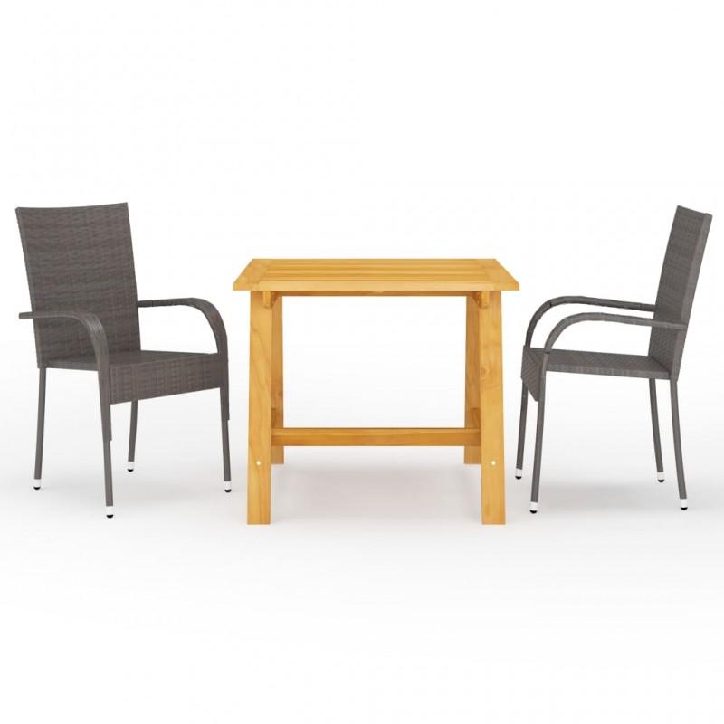Day and Night - Day and Night 3-piece Brown Garden Dining Set