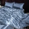 Luxury Ice Silk Bedding Set Satin Silky Duvet Cover Set With Pillowcase High-end Home Textiles Solid Color Bed Cover Sets