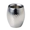 Yamako Stainless Steel Hammered Double-Layered Sake Cup, Barrel Shape, 29082