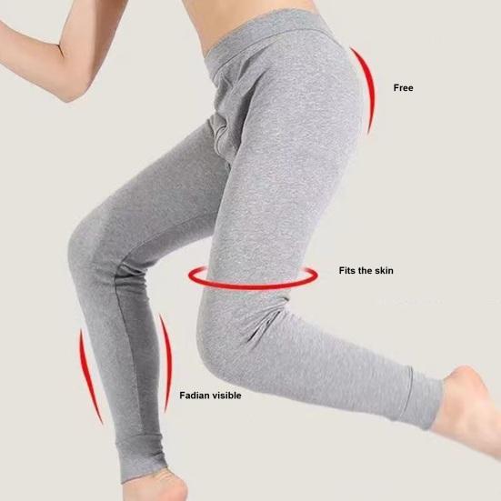 Men Winter Long Johns Great Elasticity Soft Pure Color High Waist Thick Warm Open Crotch Slim Fit Skinny Casual Plus Size Ankle Banded Length