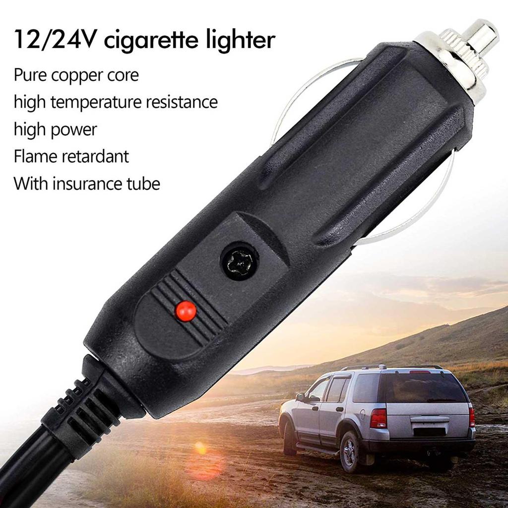 12V To 24V Car Cigarette Lighter Plug Male Head With Indicator Light Vehicle Electrical Cigarette Lighter Plug Charger Adapter