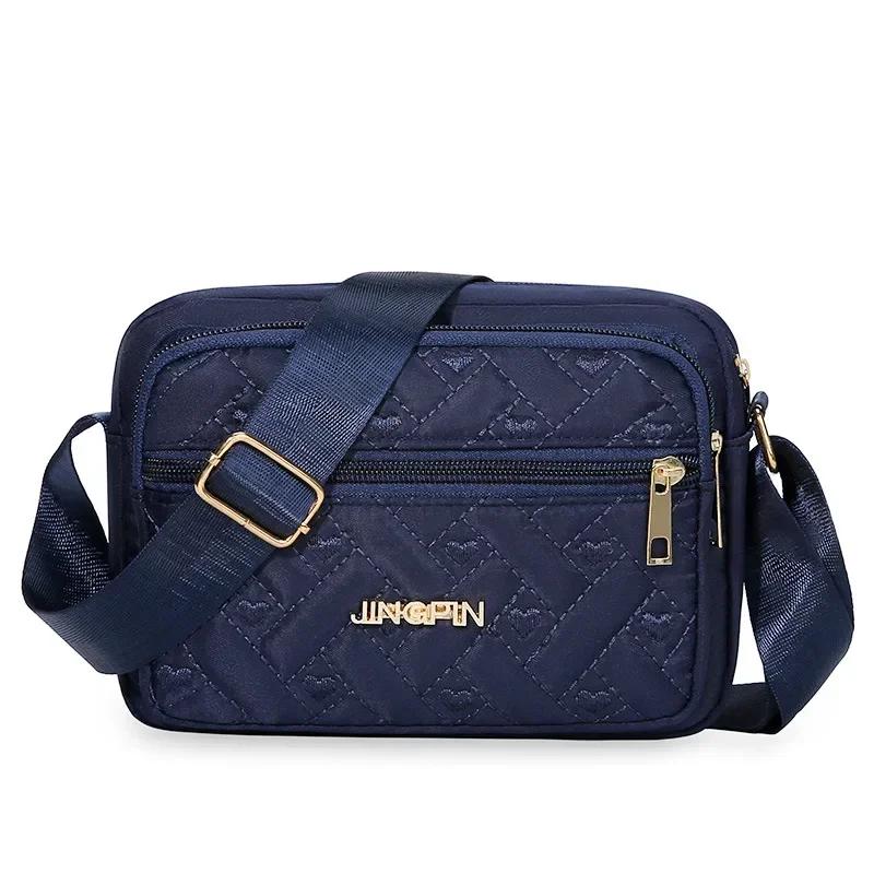 New Fashion Embroidery Women Nylon Square Handbags Lady's Shoulder Cross Body Female Casual Women's Zipper Handbag