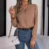 Women's Elegant Business Office Blouse Layered V Neck Long Sleeve 2024 Dressy Shirts Work Tops