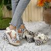 Fashion Sandals, Summer 2024, Platform Muffins, Soft Soles, Roman Leopard Print, High Heels, Large Women's Shoes
