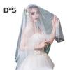 Bridal Veil with Faux Pearl Embellishment White Mesh Single Layer Wedding Veil Bridal Headpiece Hair Accessories