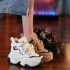 Height Increasing Insole Women's Shoes Authentic Leather Clunky Sneakers Spring New All-Matching Platform Shoes Thick Sole Lightweight Casual Sneaker