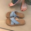 Keep Your Own Version~ Retro Vacation Style Woven Cross-strap Thick-bottomed Cool Slippers Women's Gentle Bohemian Slippers