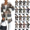 Women's Fashion Loose Early New Mid-length Knitted Cardigan Japanese Striped Color Matching Sweater Jacket