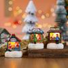 Christmas Resin Small House Santa Claus Shop Micro Landscape Resin Ornaments LED House Christmas Snowman Luminous Decoration