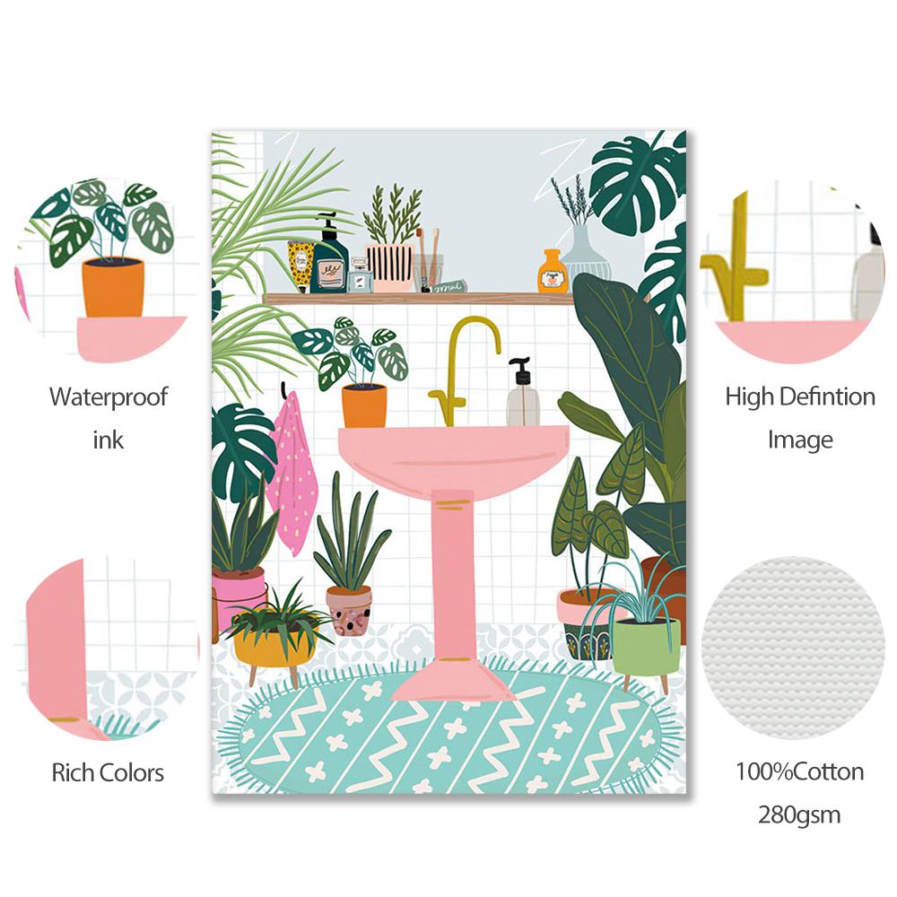 Greek Tile Botanical House Plants Art Nordic Poster Home Decor Boho Retro Vase Leaves Pictures Modern Wall Art Canvas Paintings