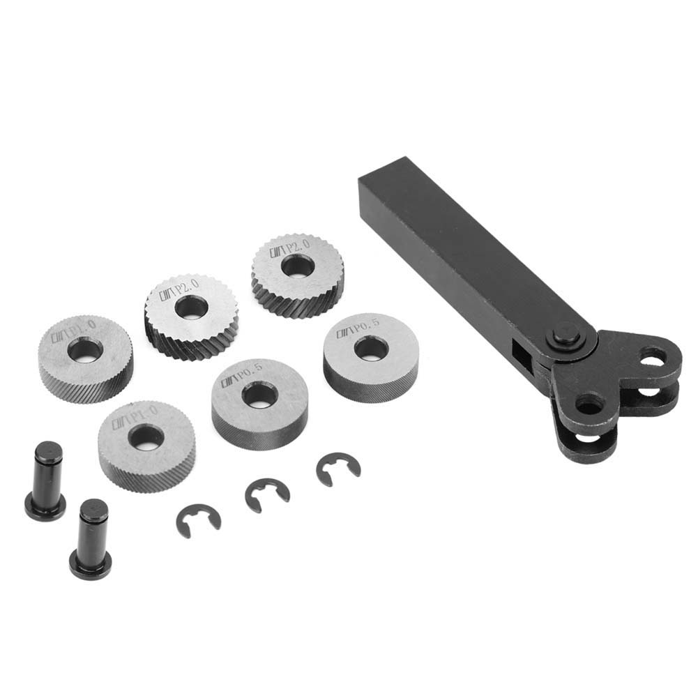 7pcs Steel Knurling Tool 0.5 1 2mm Diagonal Dual Wheel Linear Knurl Set Lathe Cutter Machine