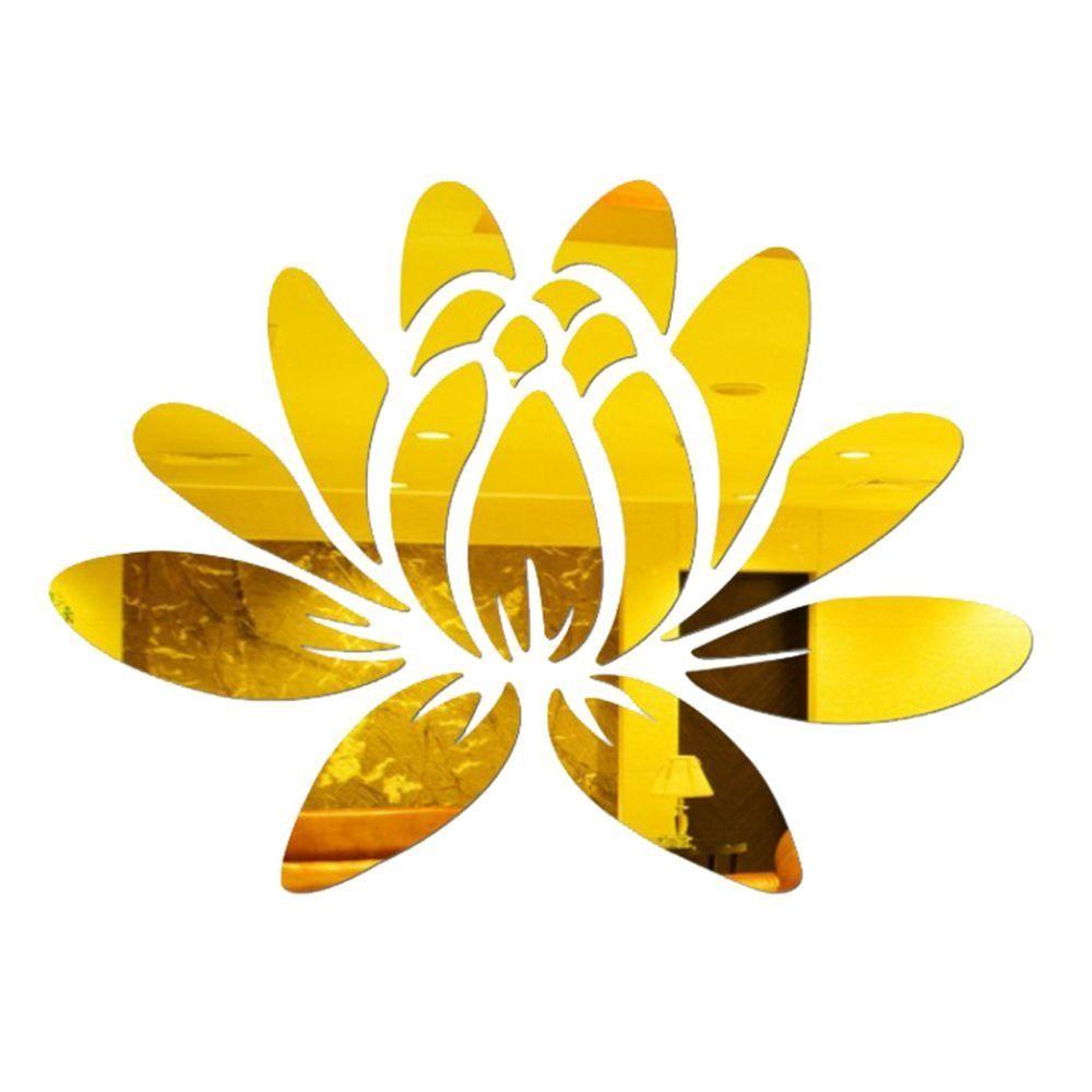 Acrylic Blooming Lotus Miroor Decal Self-adhesive Wall Sticker Mirror Surface Stickers  Smooth Wall