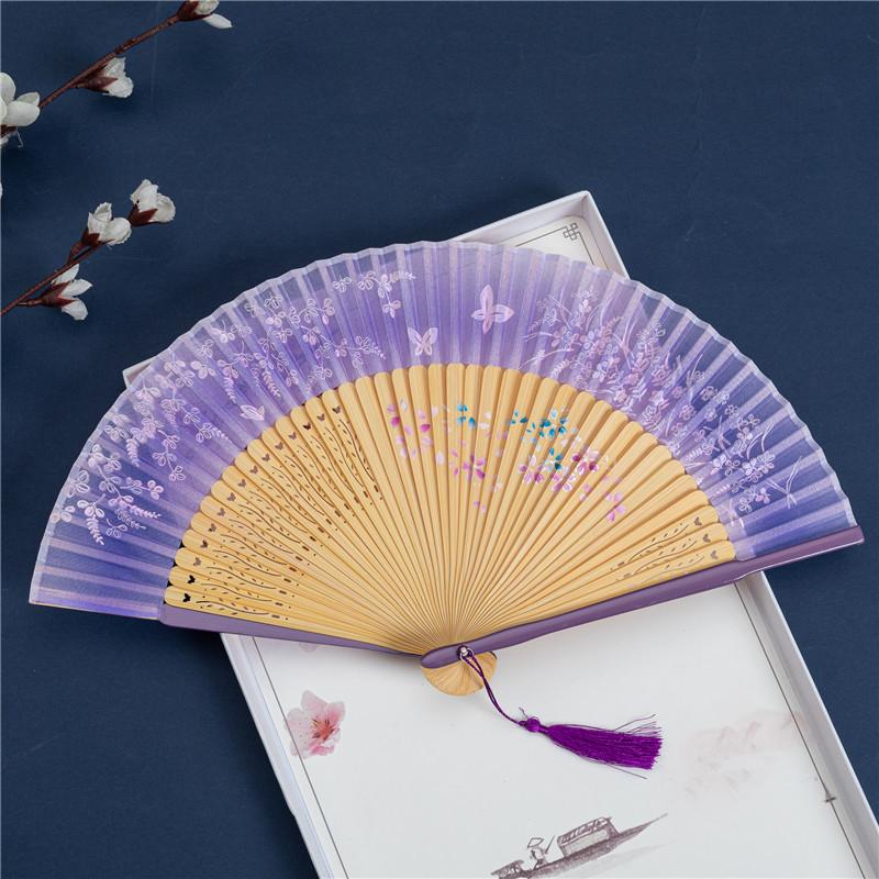 Chinese Style Multiple Colors Decorative Folding Fan Ornament Art Craft Performance Props Bamboo Dance Party Show Gift Accessories