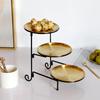Tier Three Fruit Bowl Coffee Table Tray Organizer Trays Dessert Plate Large Serving Stainless Steel Metal Dinner Household