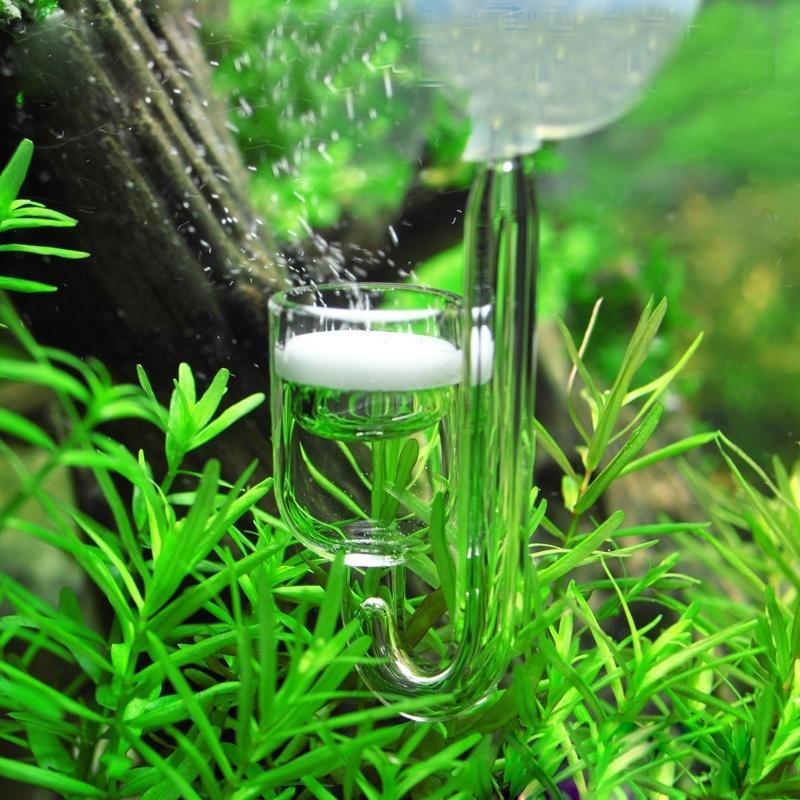 Aquarium CO2 Diffuser Check Valve U Shape Glass Tube Suction Cup for 4x6mm Tube