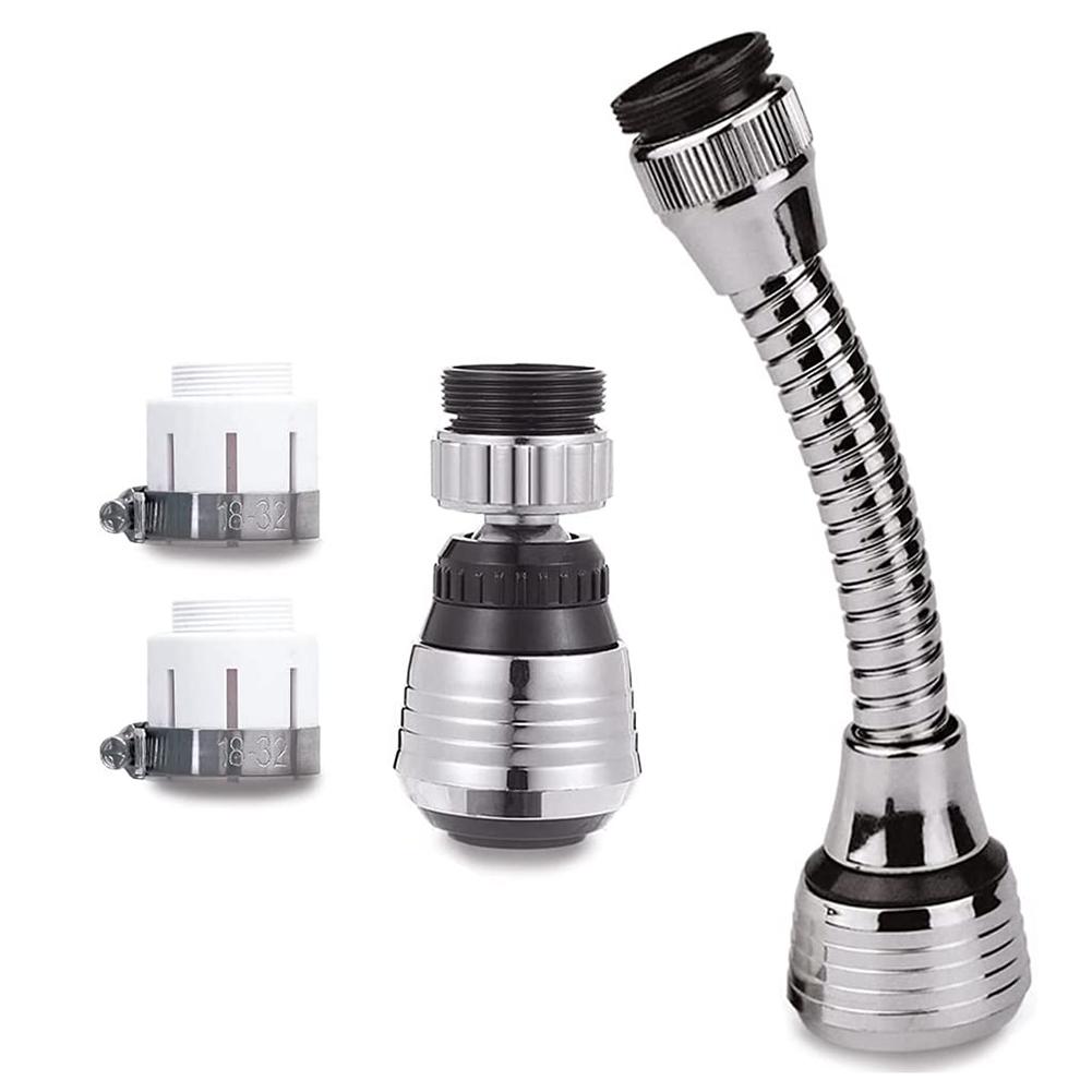 2pcs Swivel Faucet 360 Degree Removable Faucet Extension Tube Kitchen Bathroom Water Tap Filter Foam Sprayer Accessories
