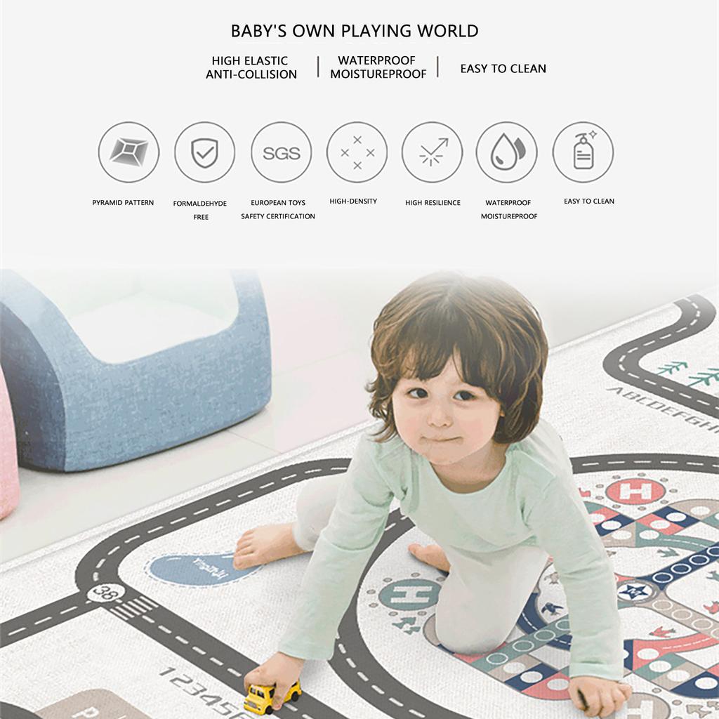 Kids Play Mat, Large Folding Playmat, Crawling Mat Waterproof Reversible YogaMat
