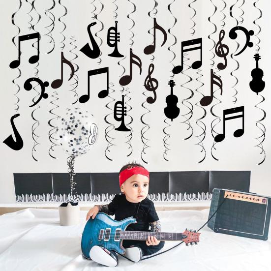 Music Note Hanging Swirls Decorations Musical Foil Whirl Cutout Spiral Ceiling Decoration for Music Theme Party Wedding Baby Shower Birthday Supplies
