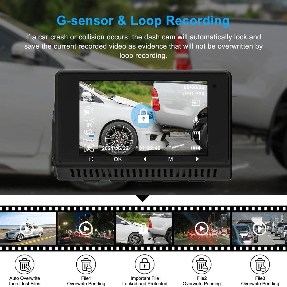 Dash Cam 4K Camera for Car Dashcam GPS Wifi 24h Parking Monitor Night Vision Dvr Front and Rear 3 Dvrs Kamera Video Registrator