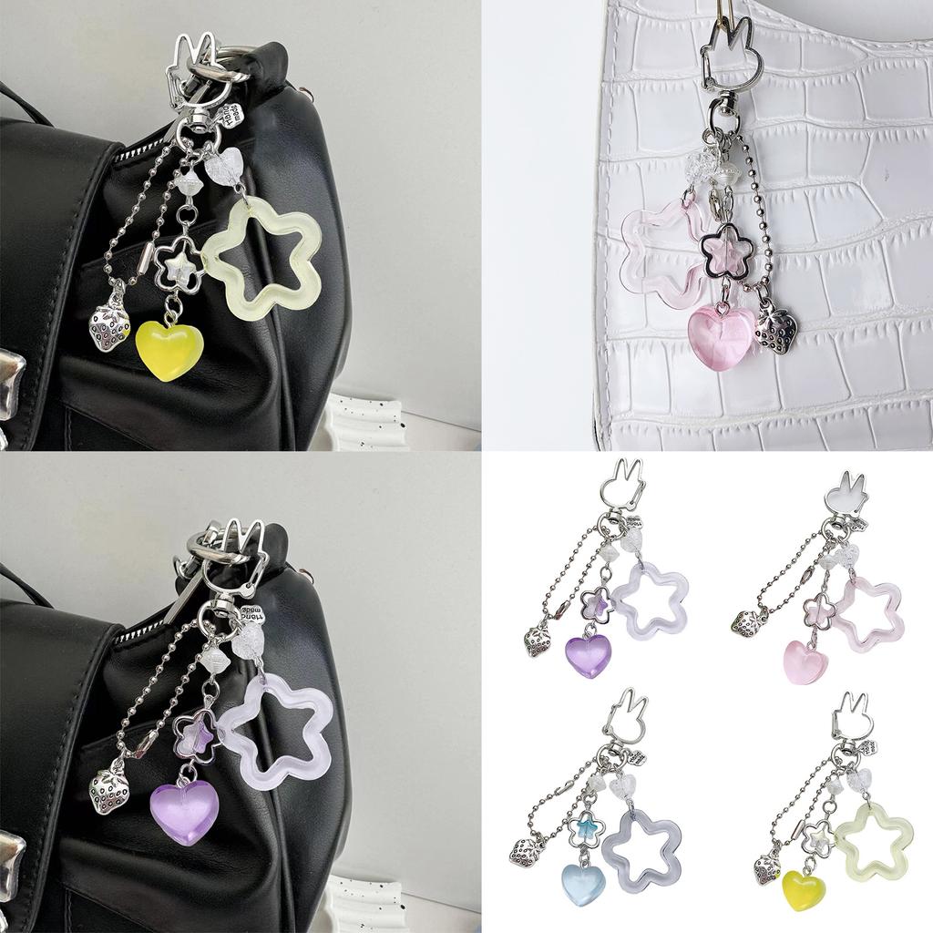 Handmade Five Pointed Star Keychain Durable Acrylic Alloy Bag Charm Accessory Lightweight Portable Keyring Decor