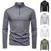 Men's Half-Zip T-Shirt Men's Solid Color Casual Sports Half-Zip Top