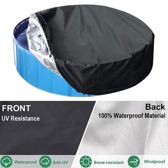 Pool Cover Foldable Drawstring Design Round Waterproof Dustproof Oxford Fabric Washable Protection Pet Pool Supplies