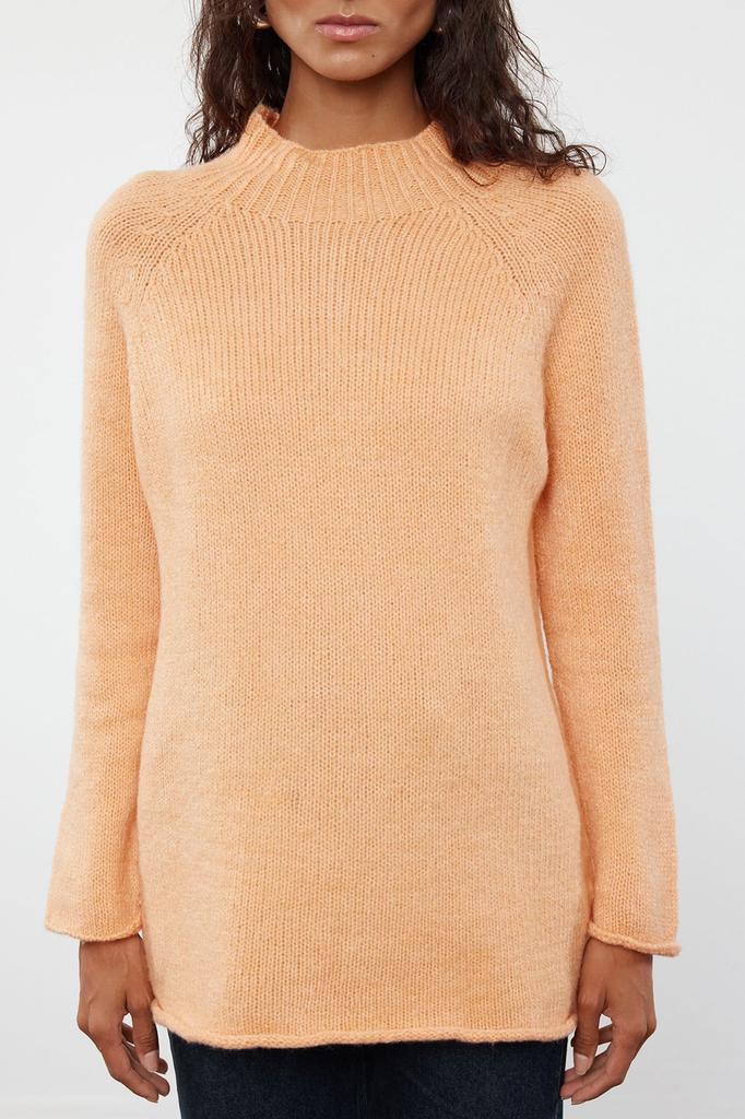 Women's Fashion Stylish Sweater Green Soft Textured Stand-Up Collar Seamless Knitwear Sweater