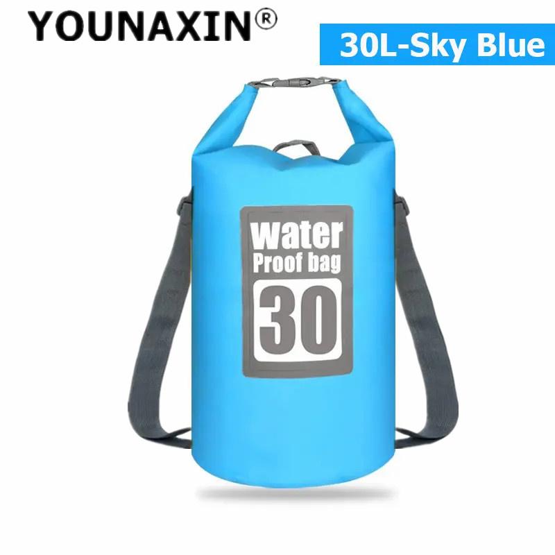 30L PVC Waterproof Dry Bag Outdoor Diving Foldable Storage Beach Swimming Bag Rafting River Ocean Backpack