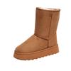 Fashion Winter Women's Boots Round Toe Low Heel Shoes for Women Slip-on Platform Mid-calf Snow Boots Outdoor Solid Color Keep Warm Shoes