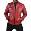 SKINOUTFIT Men's Genuine Lambskin Red Leather Jacket Stylish Motorcycle Bomber Biker Outerwear MJ 107